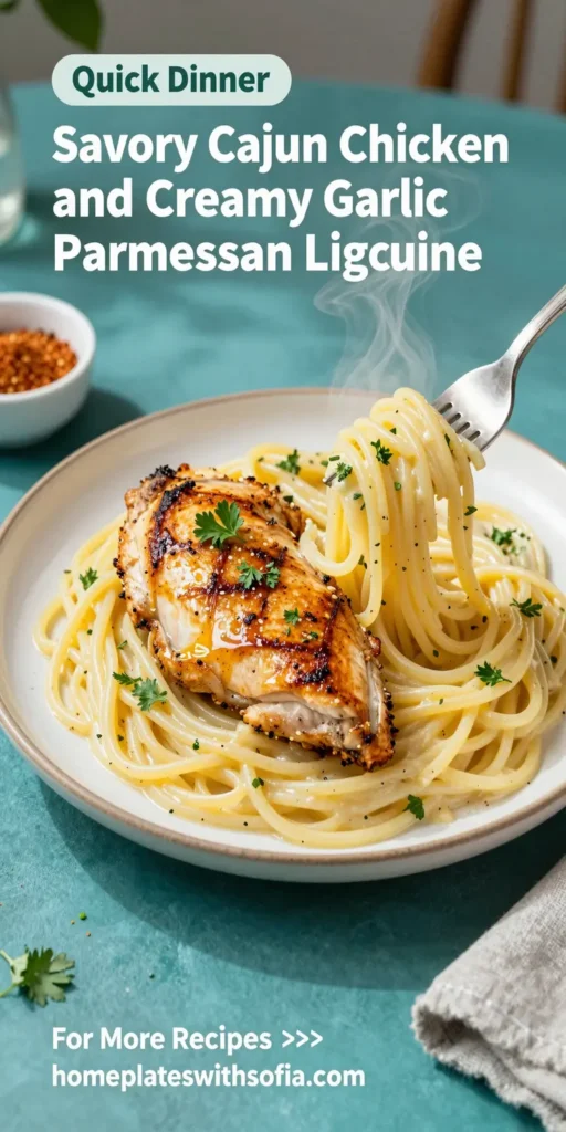 Savory Cajun Chicken and Creamy Garlic Parmesan Linguine