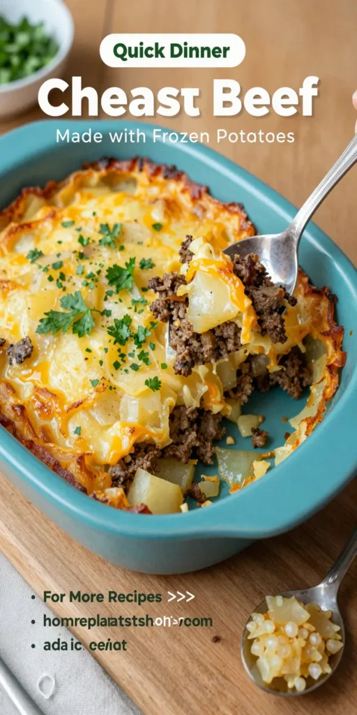 Cheesy Ground Beef Casserole Made With Frozen Potatoes
