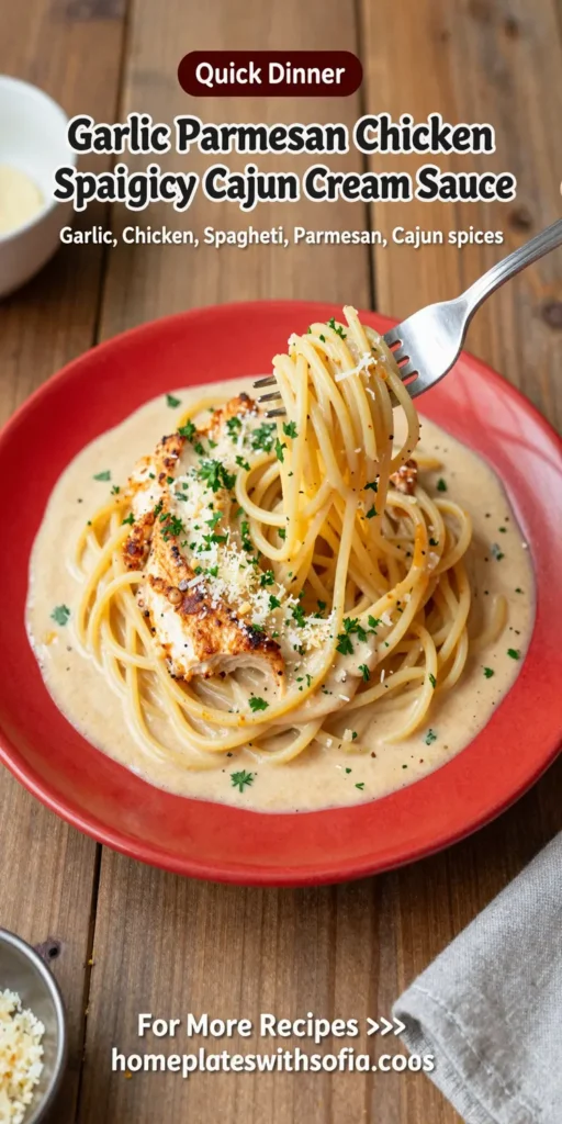 Garlic Parmesan Chicken Spaghetti in Spicy Cajun Cream Sauce