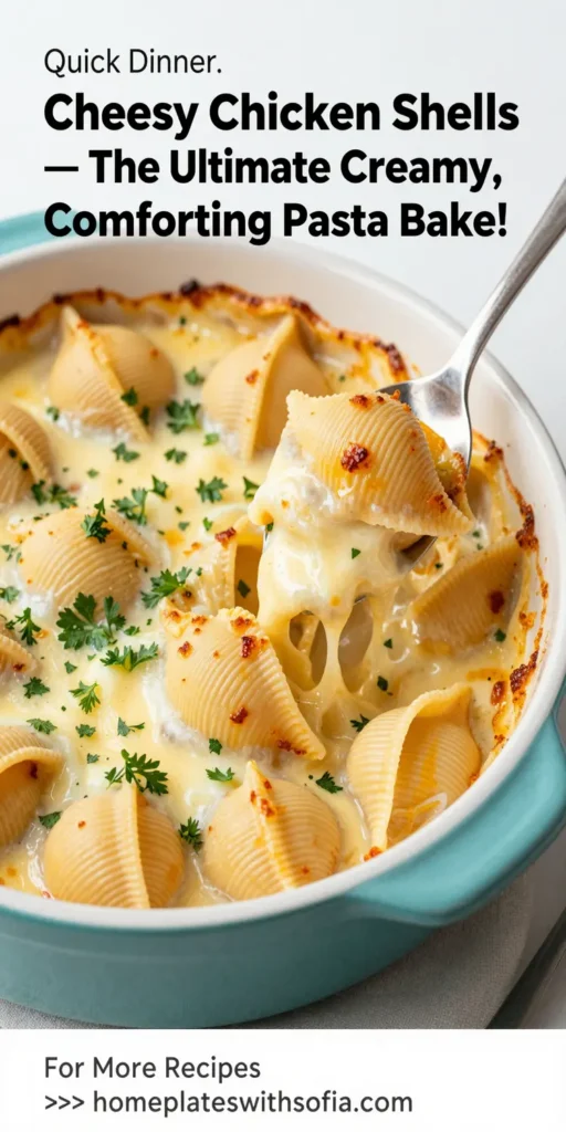 Cheesy Chicken Shells — The Ultimate Creamy, Comforting Pasta Bake
