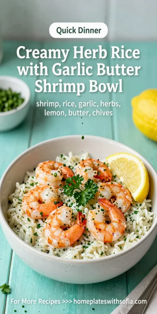 Creamy Herb Rice with Garlic Butter Shrimp Bowl