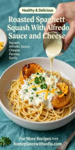 Roasted Spaghetti Squash With Alfredo Sauce and Cheese