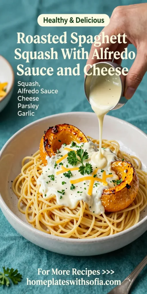 Roasted Spaghetti Squash With Alfredo Sauce and Cheese