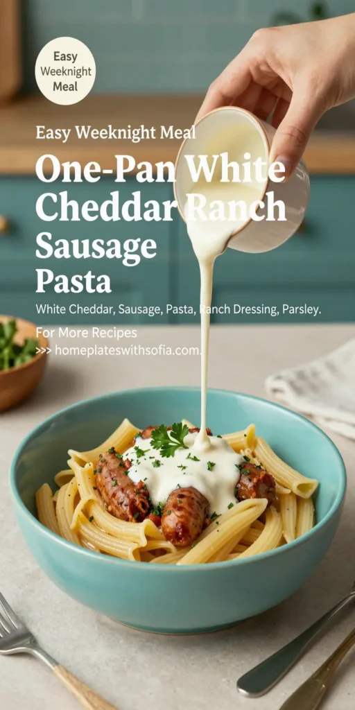 One-Pan White Cheddar Ranch Sausage Magic Pasta