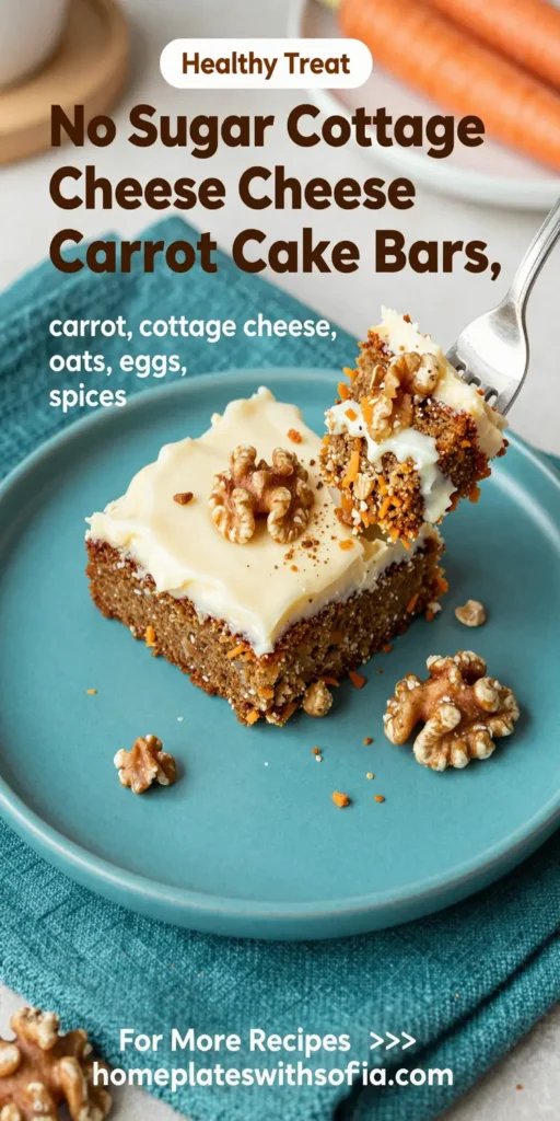 No Sugar Cottage Cheese Carrot Cake Bars