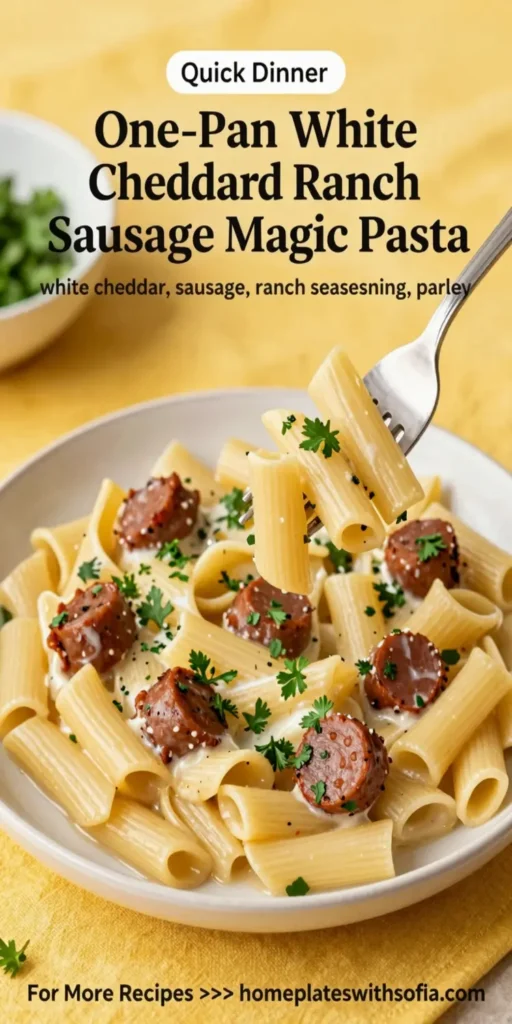 One-Pan White Cheddar Ranch Sausage Magic Pasta