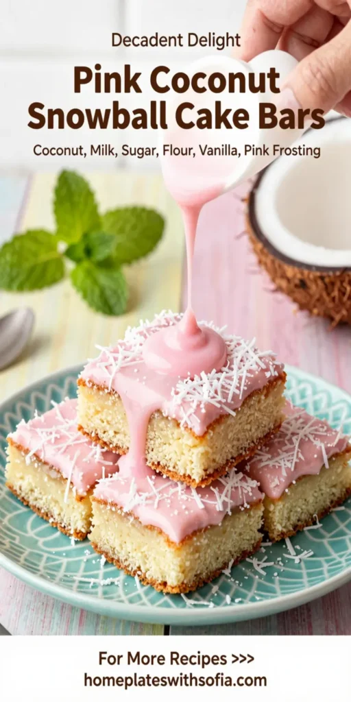 Pink Coconut Snowball Cake Bars