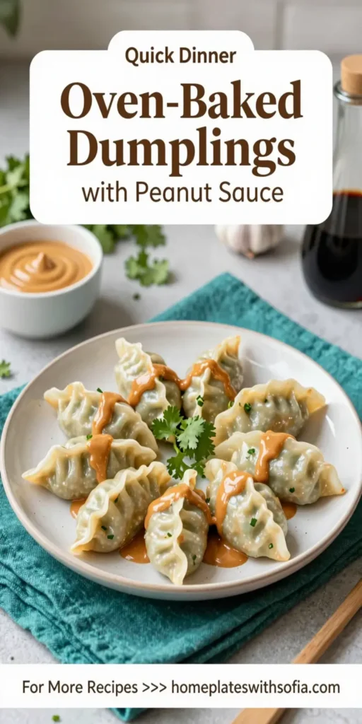 Oven-Baked Dumplings with Peanut Sauce