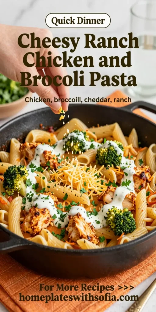 Cheesy Ranch Chicken and Broccoli Pasta Skillet