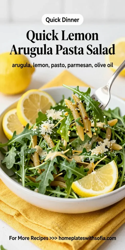 Quick Lemon Arugula Pasta Salad