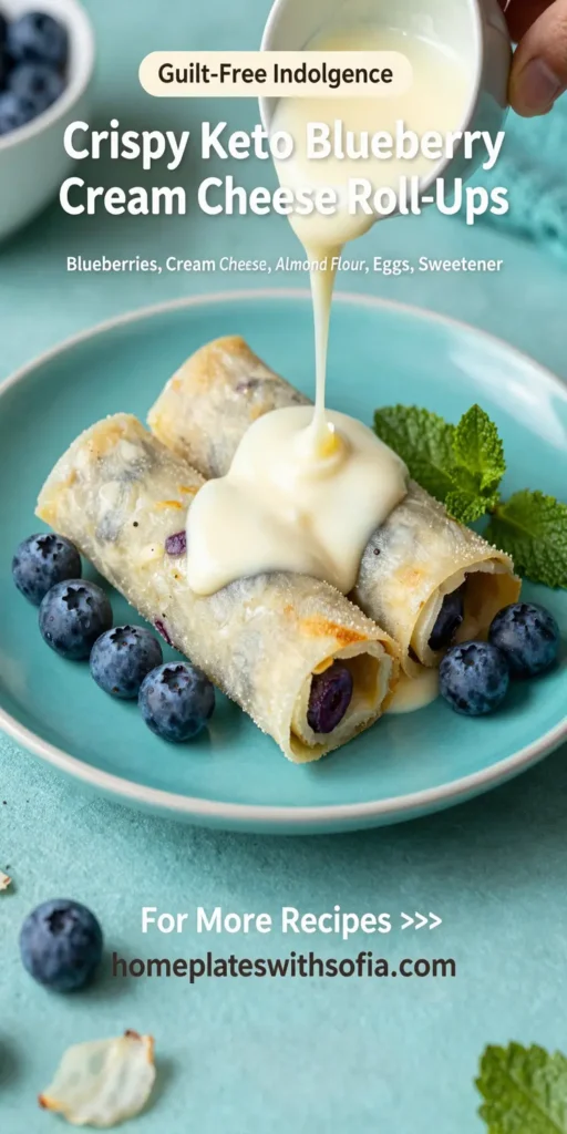 Crispy Keto Blueberry Cream Cheese Roll-Ups