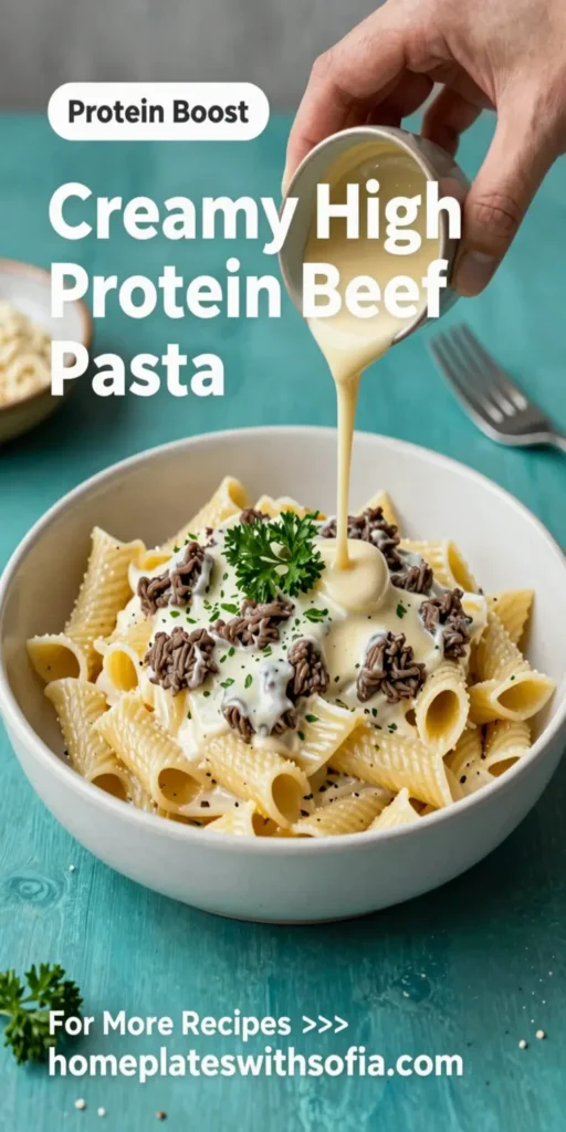 Creamy High Protein Beef Pasta