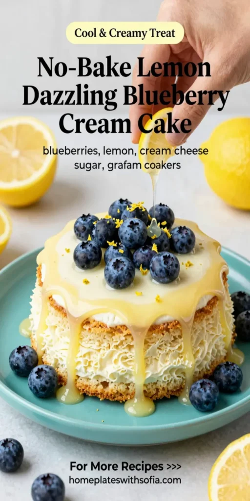 No-Bake Lemon dazzling Blueberry cream Cake
