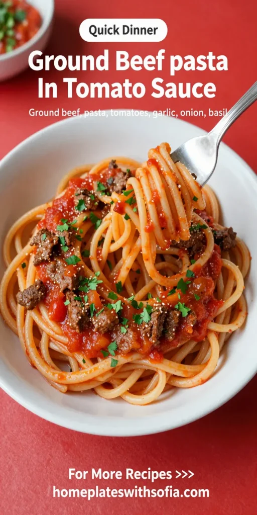 Ground Beef Pasta In Tomato Sauce