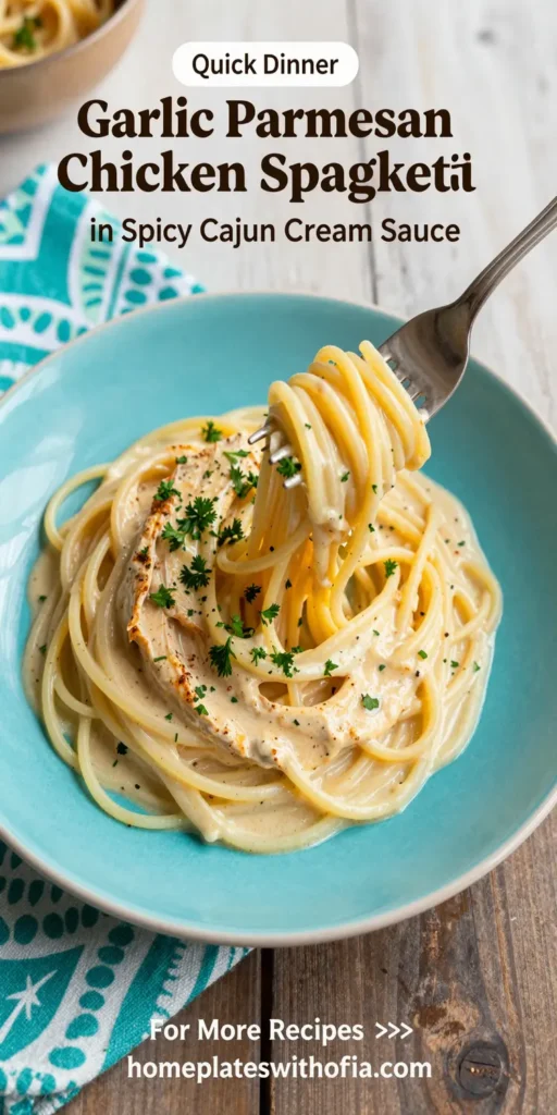 Garlic Parmesan Chicken Spaghetti in Spicy Cajun Cream Sauce
