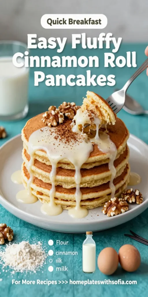 Easy Fluffy Cinnamon Roll Pancakes