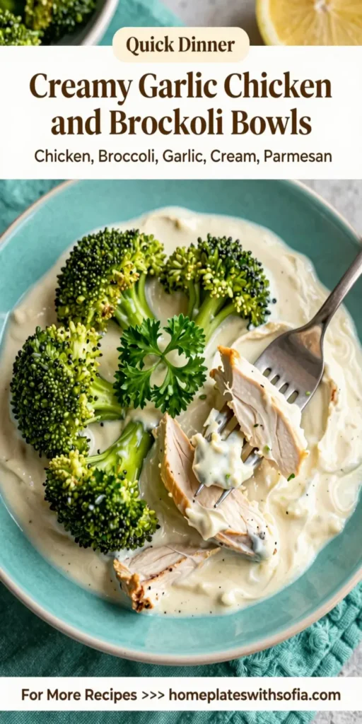 Creamy Garlic Chicken and Broccoli Bowls