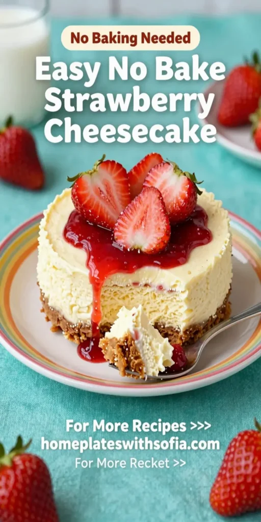 Easy No Bake Strawberry Cheesecake