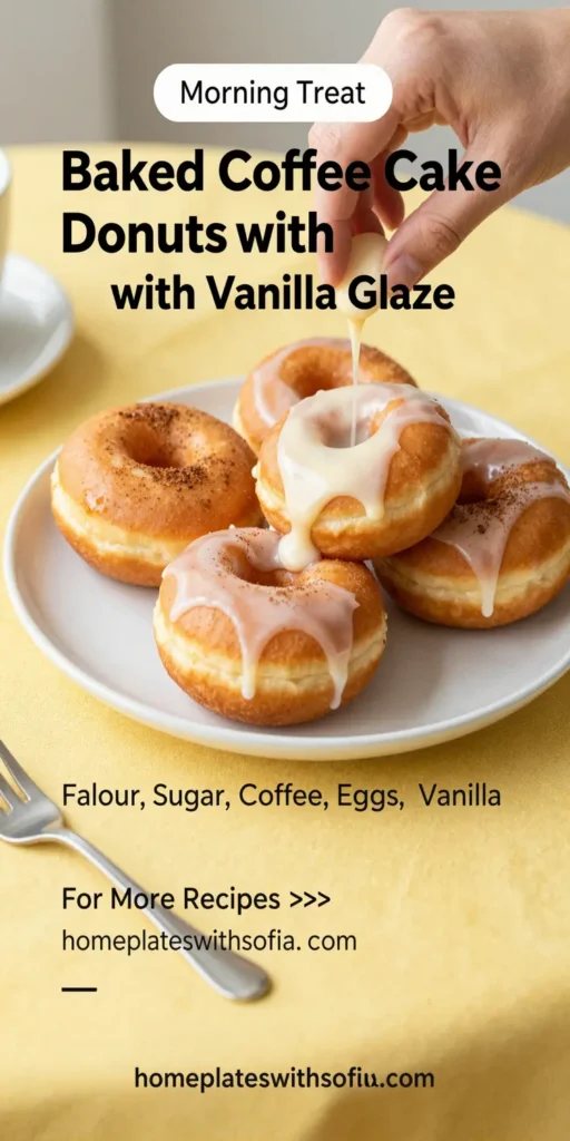 Baked Coffee Cake Donuts with Vanilla Glaze