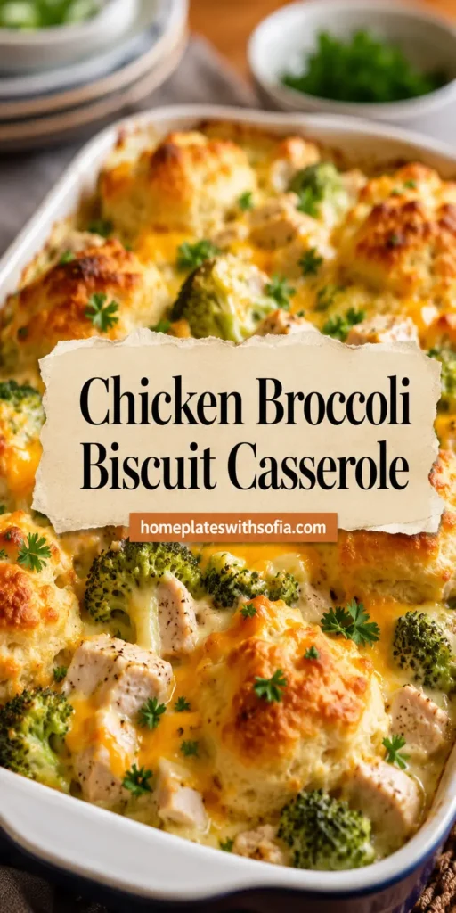 Chicken Broccoli Biscuit Casserole with Cheese