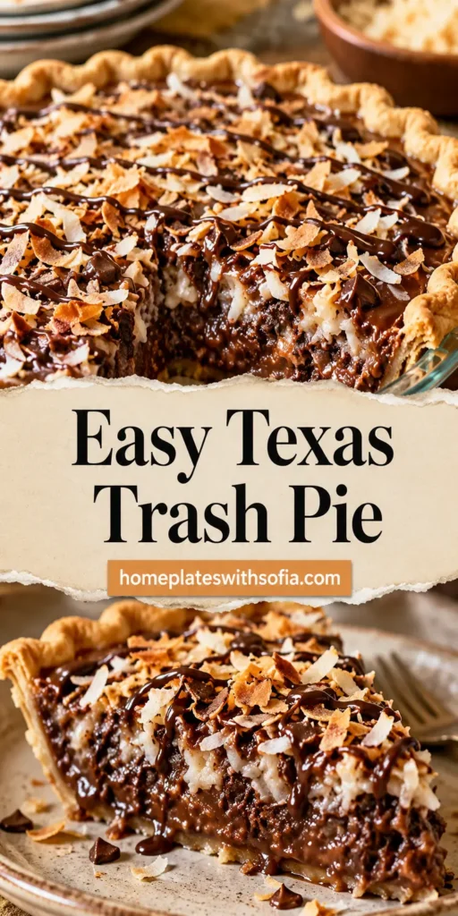 Easy Texas Trash Pie with Coconut and Chocolate
