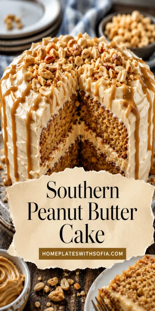 Southern Peanut Butter Cake with Fluffy Frosting
