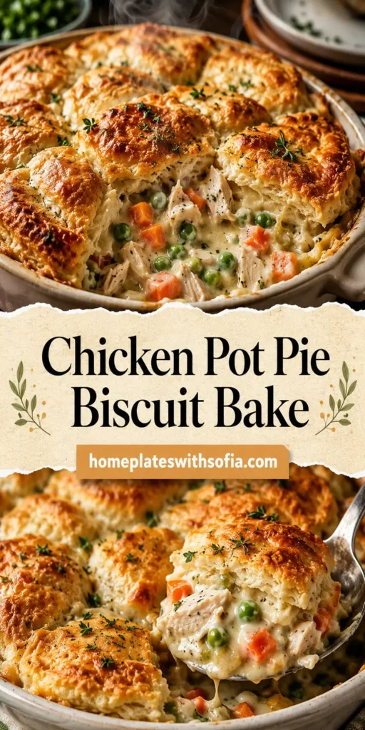 Chicken Pot Pie Biscuit Bake for Comfort Dinner