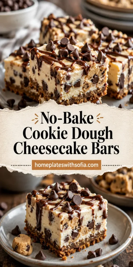 No-Bake Cookie Dough Cheesecake Bars