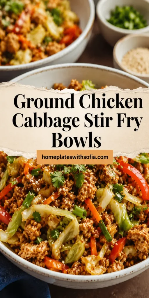 Ground Chicken Cabbage Stir Fry Bowls