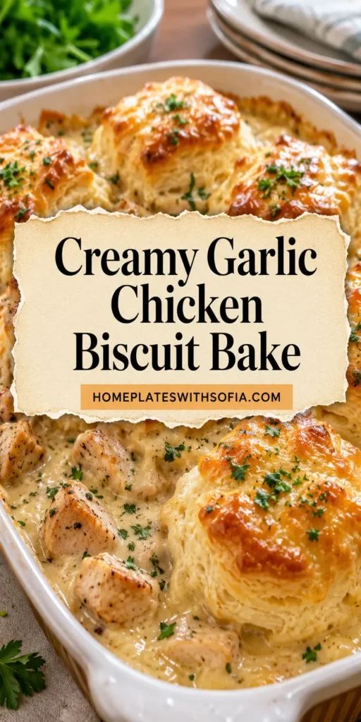 Creamy Garlic Chicken Biscuit Bake