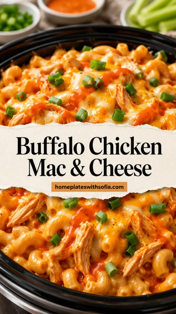 Crockpot Buffalo Chicken Mac and Cheese