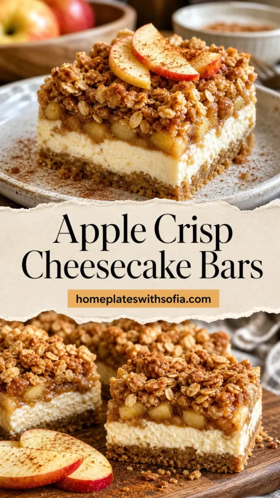 Apple Crisp Cheesecake Bars for Potluck