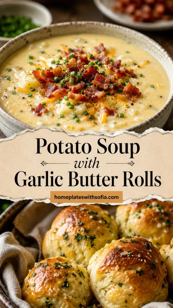 Potato Soup with Garlic Butter Rolls