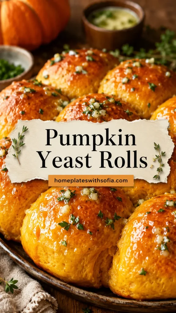 Pumpkin Yeast Rolls with Garlic Butter