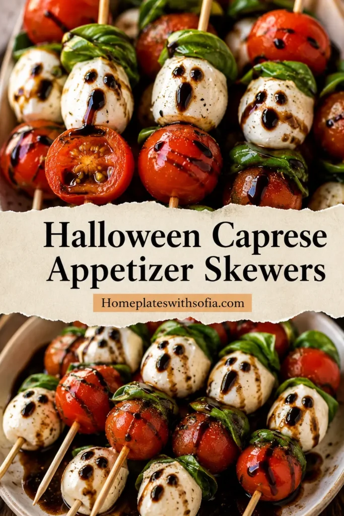 Halloween Caprese Appetizer Skewers