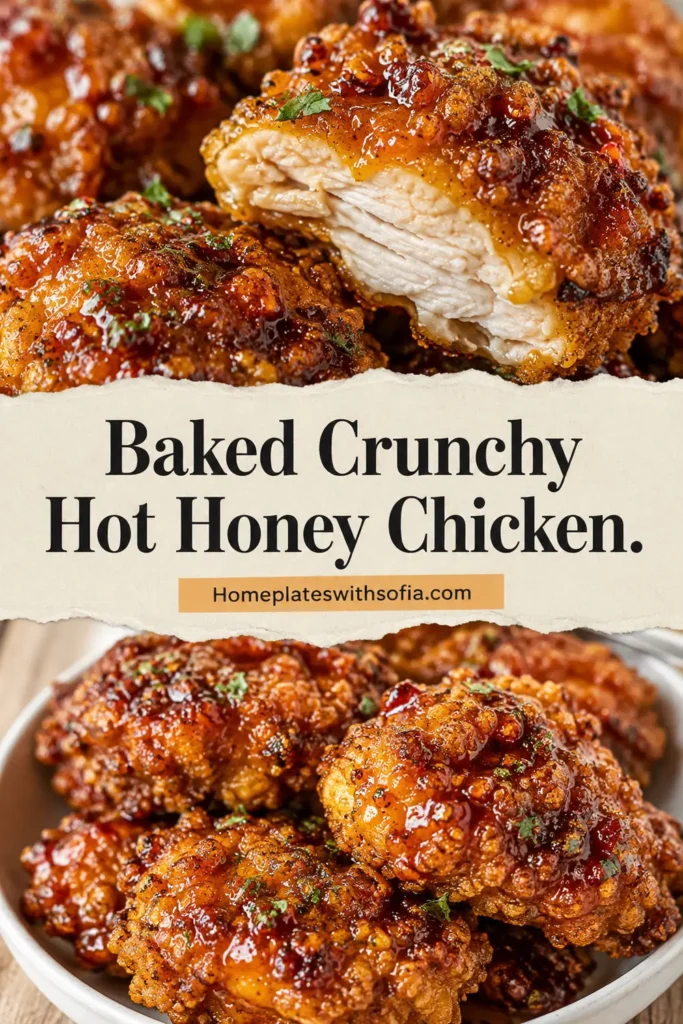 Baked Crunchy Hot Honey Chicken.