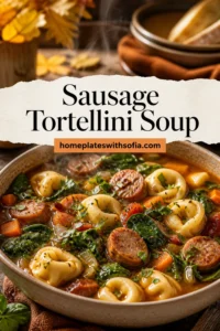Autumn Soup - Sausage Tortellini Soup with Spinach