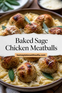 Baked Sage Chicken Meatballs with Parmesan Orzo - The Original Dish