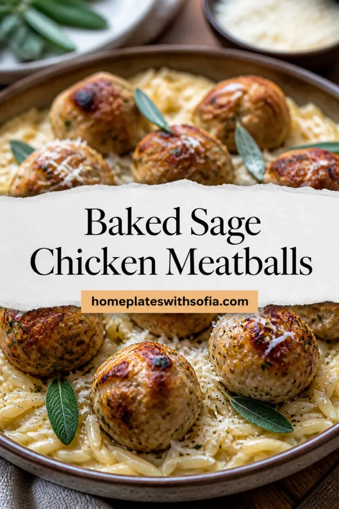Baked Sage Chicken Meatballs with Parmesan Orzo - The Original Dish