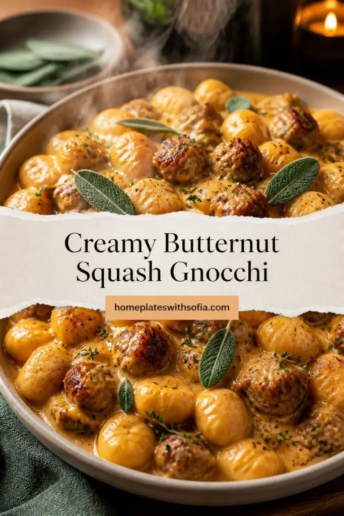 Creamy Butternut Squash Gnocchi with Sausage, Thyme, and Sage