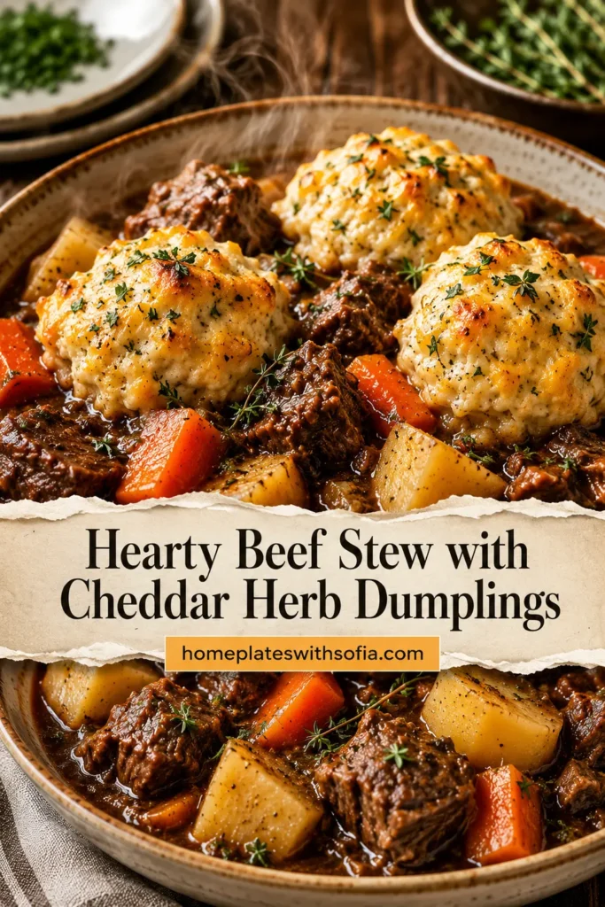 Hearty Beef Stew with Cheddar Herb Dumplings You’ll Want to Make Again and Again