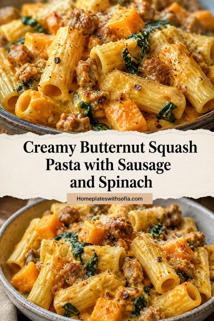 Creamy Butternut Squash Pasta with Sausage and Spinach