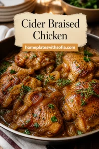 Cider Braised Chicken with Caramelized Onions.