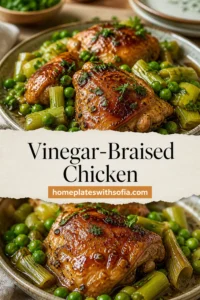 Vinegar-Braised Chicken with Leeks and Peas Recipe