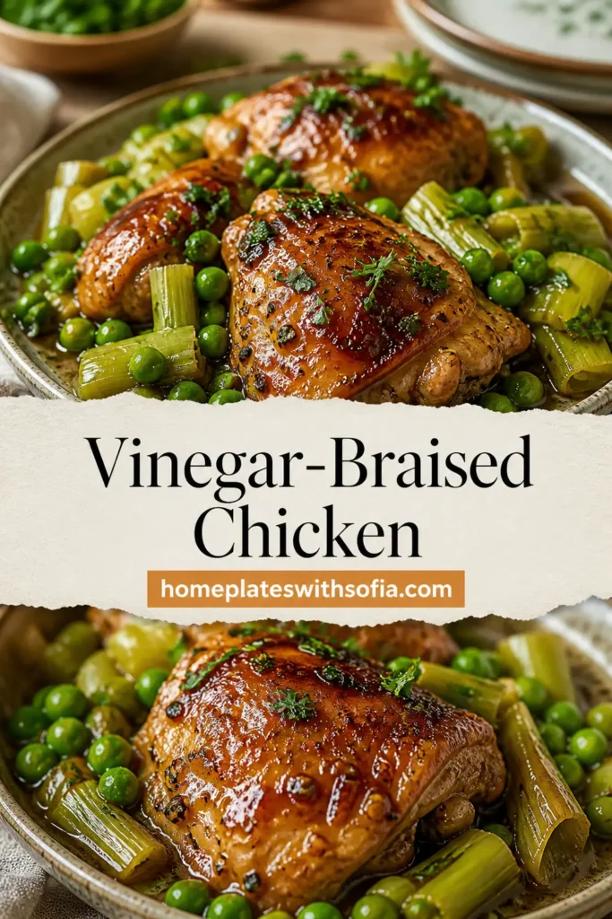 Vinegar-Braised Chicken with Leeks and Peas Recipe