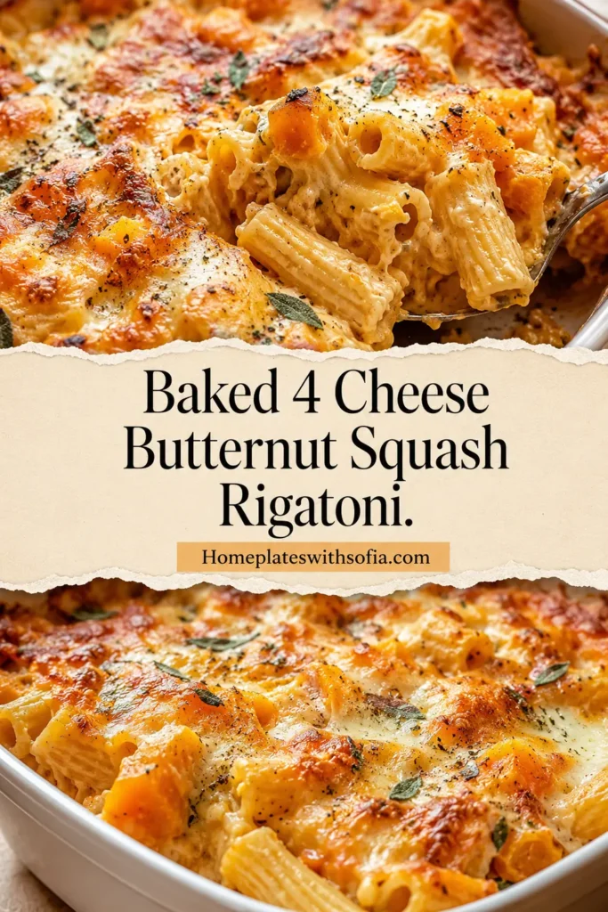 Baked 4 Cheese Butternut Squash Rigatoni.