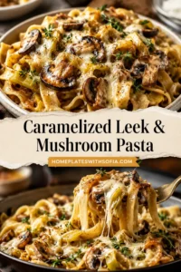 Caramelized Leek and Mushroom Gruyere Pasta - Cherry on my Sundae