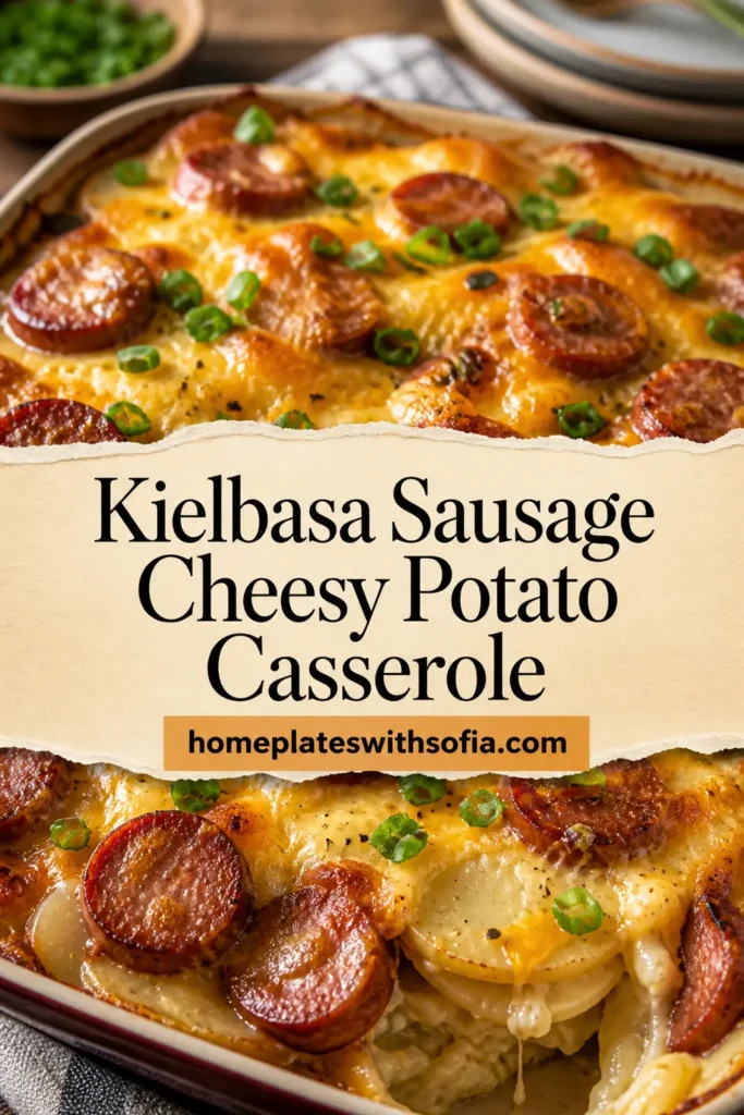 Kielbasa Sausage Cheesy Potato Casserole